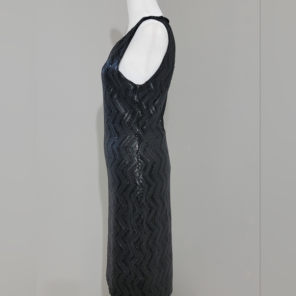 🤩Host Pick💕Alice +Olivia Black Sequin Chevron Dress w/Back Detail Women's Sz 8 - Picture 13 of 14